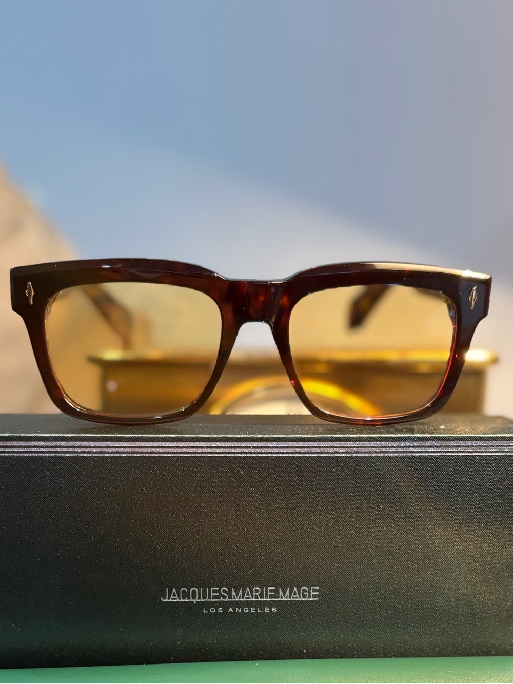 Jacques Marie Mage Men’s Tortoise Brown Sunglasses - Classic Square Frame